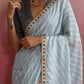 trueBrowns Grey Muslin Silk Saree | Swadesiicart