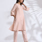 trueBrowns Light Pink Slub Kurta Co-ord Set - Swadesiicart