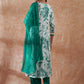 InWeave Women's White Teal Lurex Leaf Print Patch Gota Kurta Set W Teal Dupatta - Swadesiicart