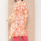 Ahalyaa Women Floral Printed Flared Sleeves Gotta Patti Crepe Kaftan Kurta | Swadesiicart