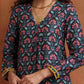 trueBrowns Black Floral Print A-line Kurta Set | Swadesiicart