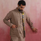 trueBrowns Men's Grey Ikat Print Cotton Reversible Nehru Jacket | Swadesiicart
