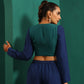 trueBrowns Teal Blue Silk Full Sleeve Blouse | Swadesiicart