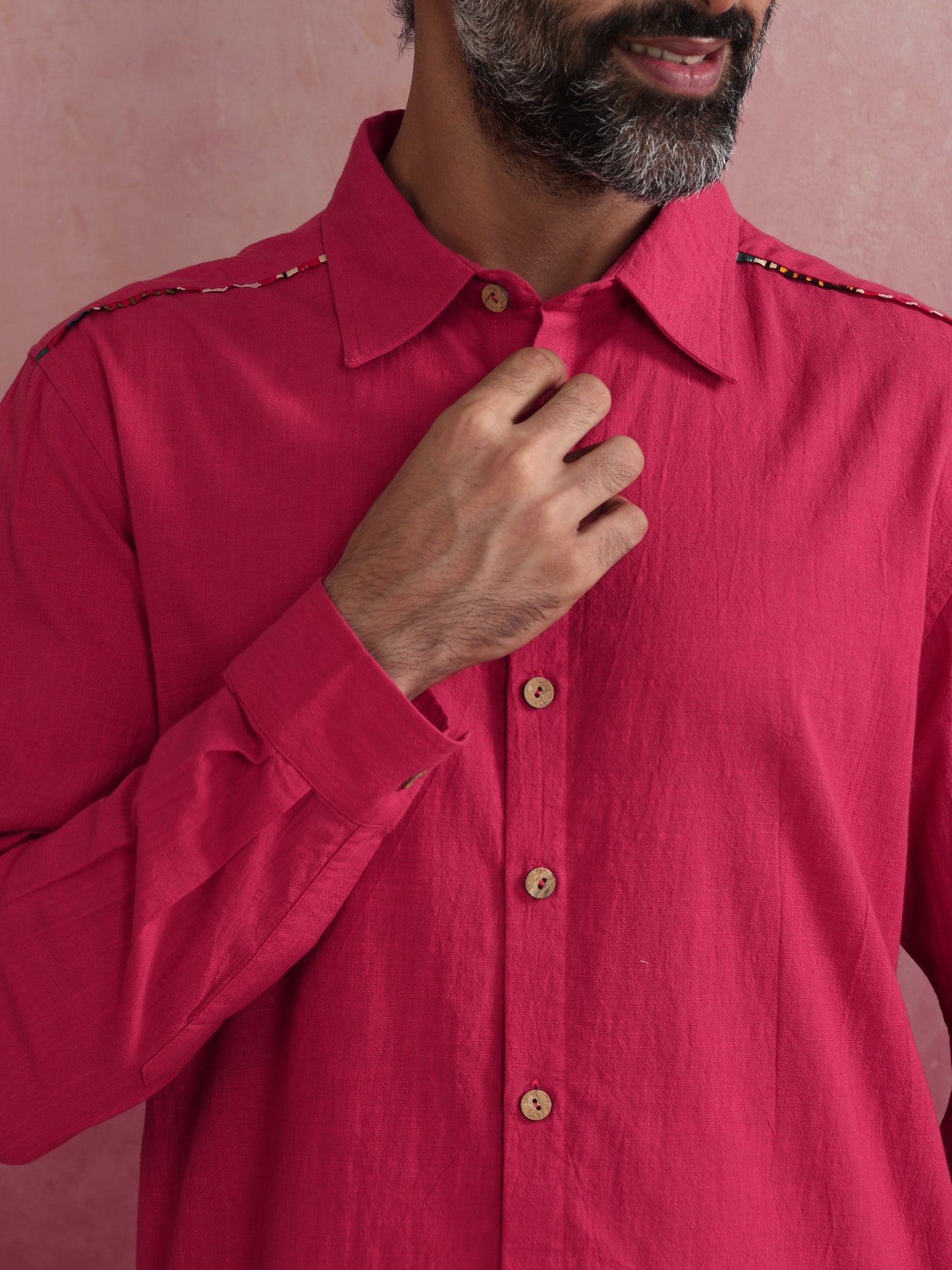 trueBrowns Men's Pink Cotton Shirt | Swadesiicart