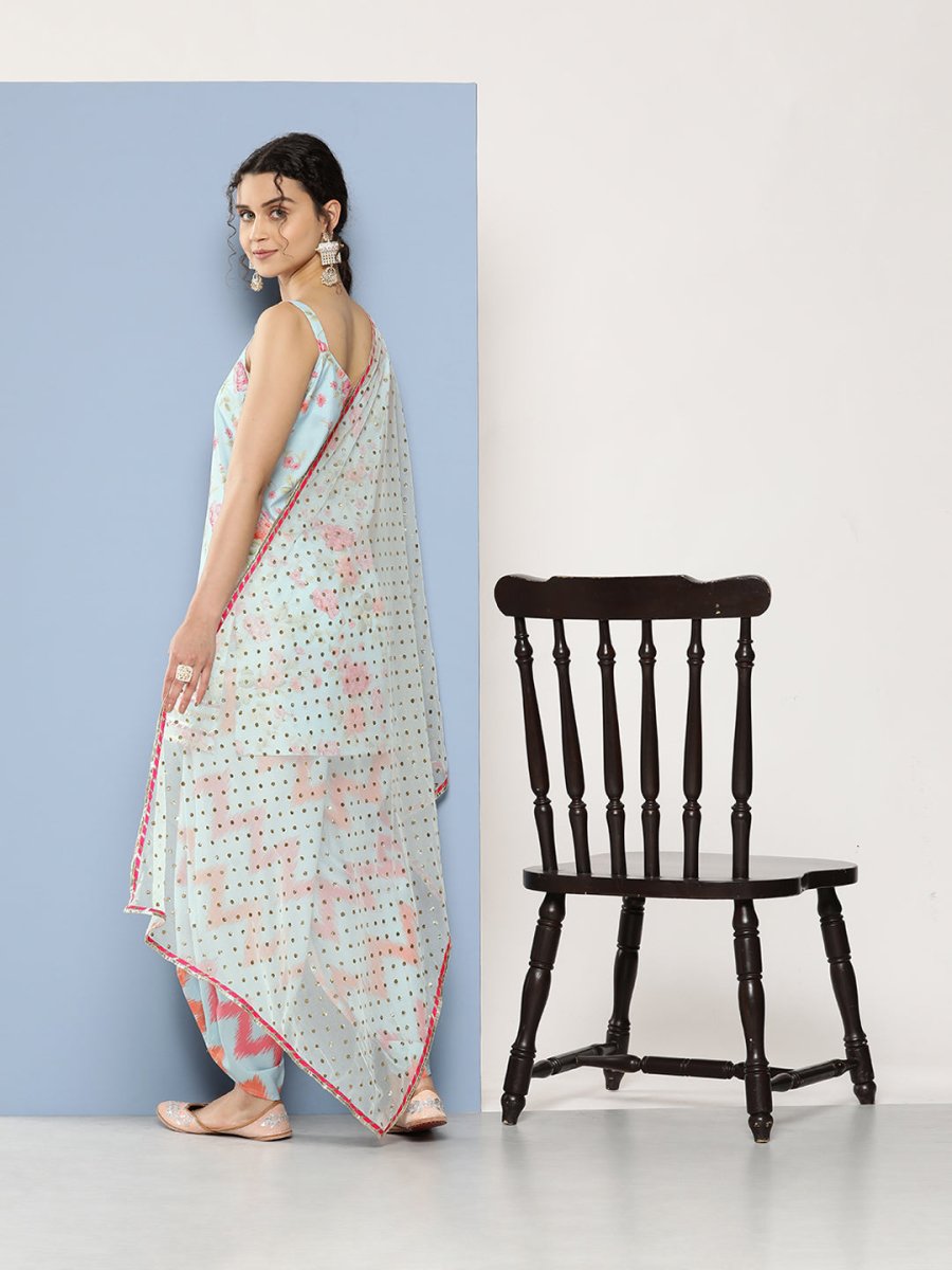 Ahalyaa Women Floral Printed Gotta Patti Kurti With Dhoti Pants & With Dupatta | Swadesiicart