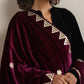 trueBrowns Wine Velvet Gota Patti Stole | Swadesiicart