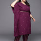 Ahalyaa Plus Size Floral Printed Kaftan Kurta with Trousers | Swadesiicart