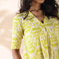trueBrowns Lime Cotton Ikat Kurta Pant Set | Swadesiicart