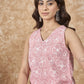 InWeave Pastel Peach V Neck Aline Kurta Set - Swadesiicart