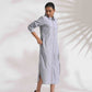 trueBrowns Grey Stripe Cotton Shirt Dress | Swadesiicart