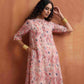 trueBrowns Pink Flared Anarkali Kurta Set | Swadesiicart
