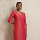 trueBrowns Hot Pink Tissue Straight Kurta Set | Swadesiicart