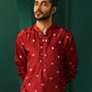 trueBrowns Men's Maroon Diamond Viscose Silk Long Kurta | Swadesiicart