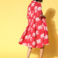 InWeave Red Elephant Flared Dress - Swadesiicart