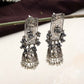 trueBrowns Silver Tone Floral Jhumka Earrings - Swadesiicart
