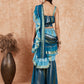 InWeave Women's Teal Shaded Lurex Frill Sharara Saree - Swadesiicart