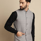 Even Apparels Men's Grey Mandarin Collar Waistcoat | Swadesiicart