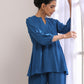 trueBrowns Classic Blue Dobby Pleated Co-Ord Set - Swadesiicart