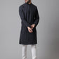 Even Apparels Black Pure Cotton Kurta With Band Collar | Swadesiicart