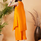 InWeave Women's Tangy Orange Short Kurta Palazzo Set - Swadesiicart