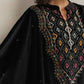 trueBrowns Black Velvet Geometric Embroidered Kurta Pant Dupatta Set | Swadesiicart
