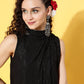 InWeave Women's Black Lurex Top With Flared Pallazo - Swadesiicart