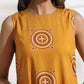 trueBrowns Mustard Cotton Print Tier Dress | Swadesiicart