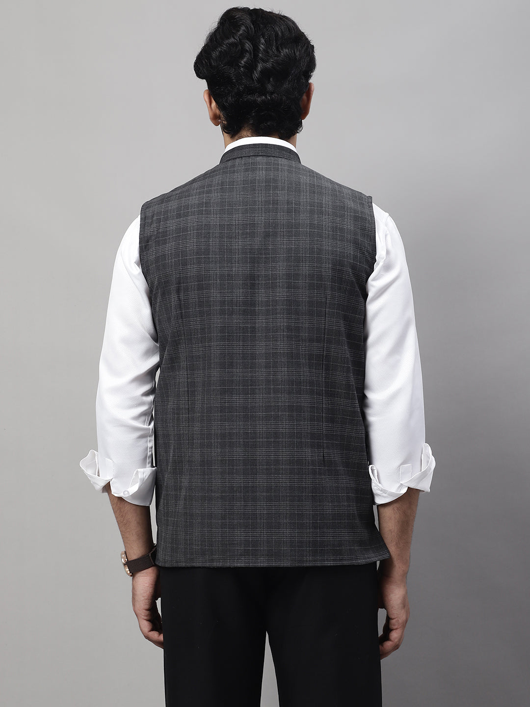 Even Apparels Men's Grey Nehru Jacket With Welt Pockets | Swadesiicart