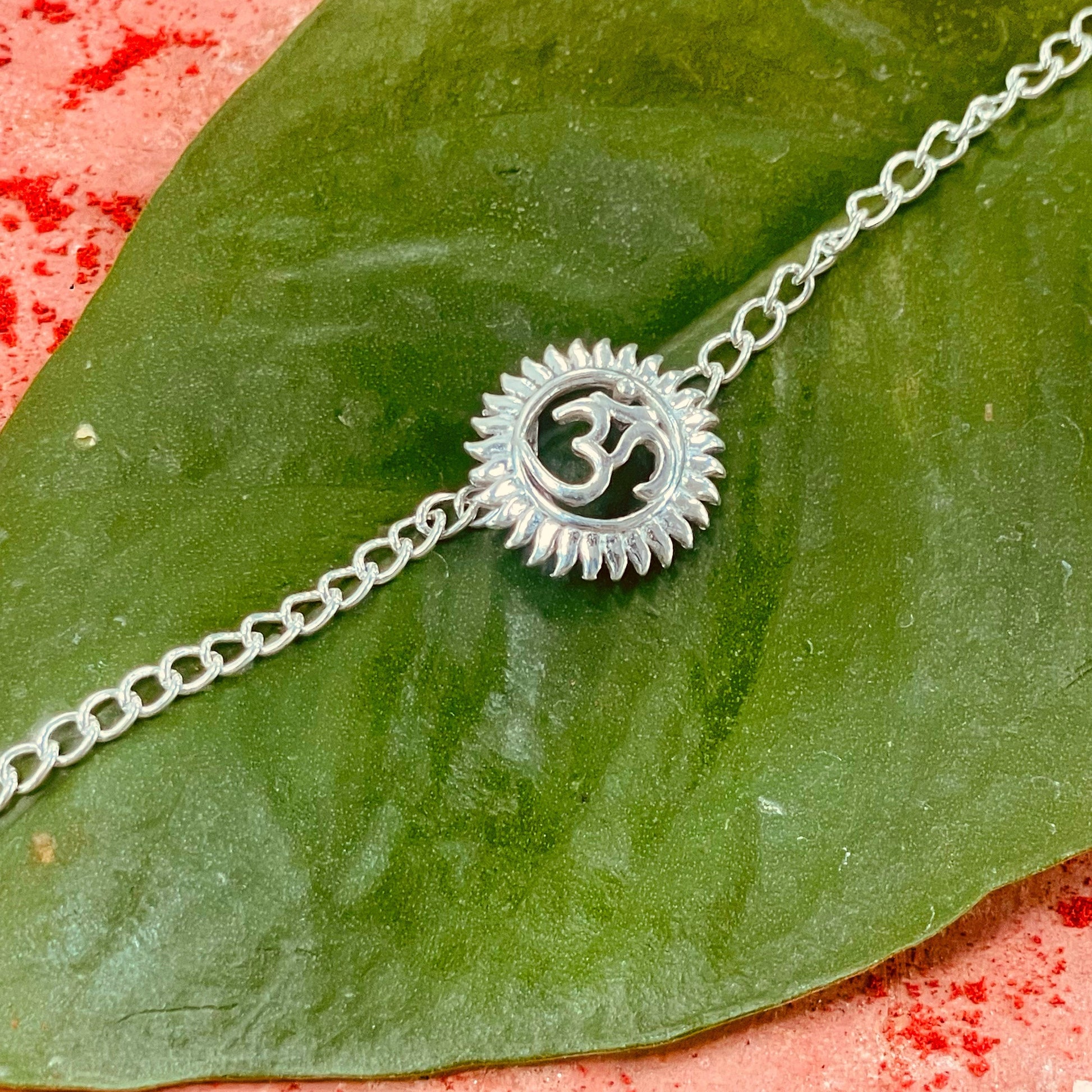 trueBrowns 925 Sterling Silver Om Silver Chain Rakhi | Swadesiicart
