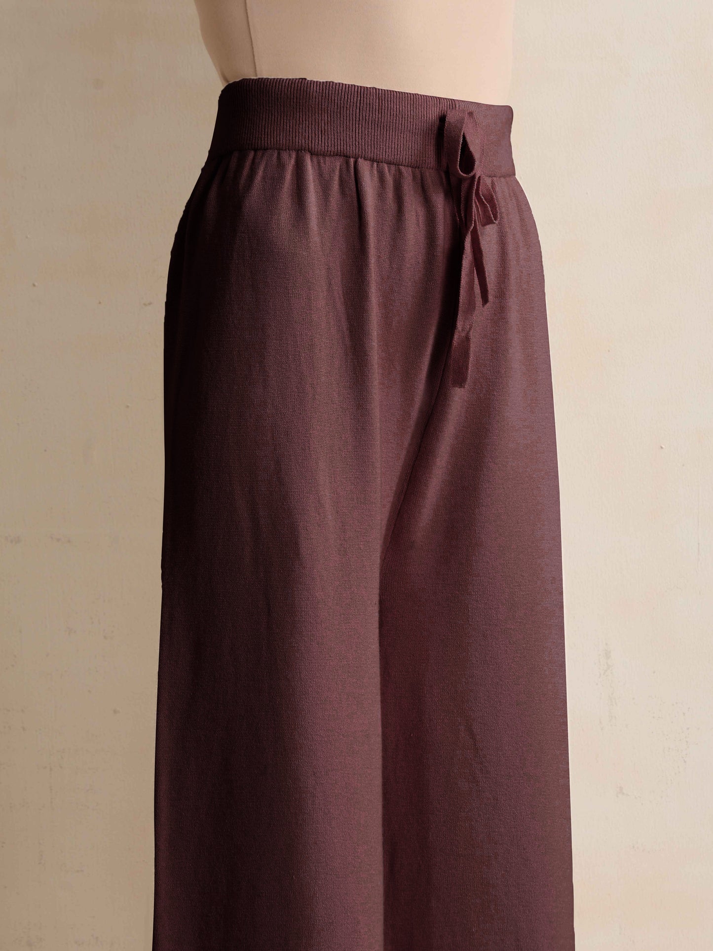 trueBrowns Brown Woollen Flared Pants | Swadesiicart