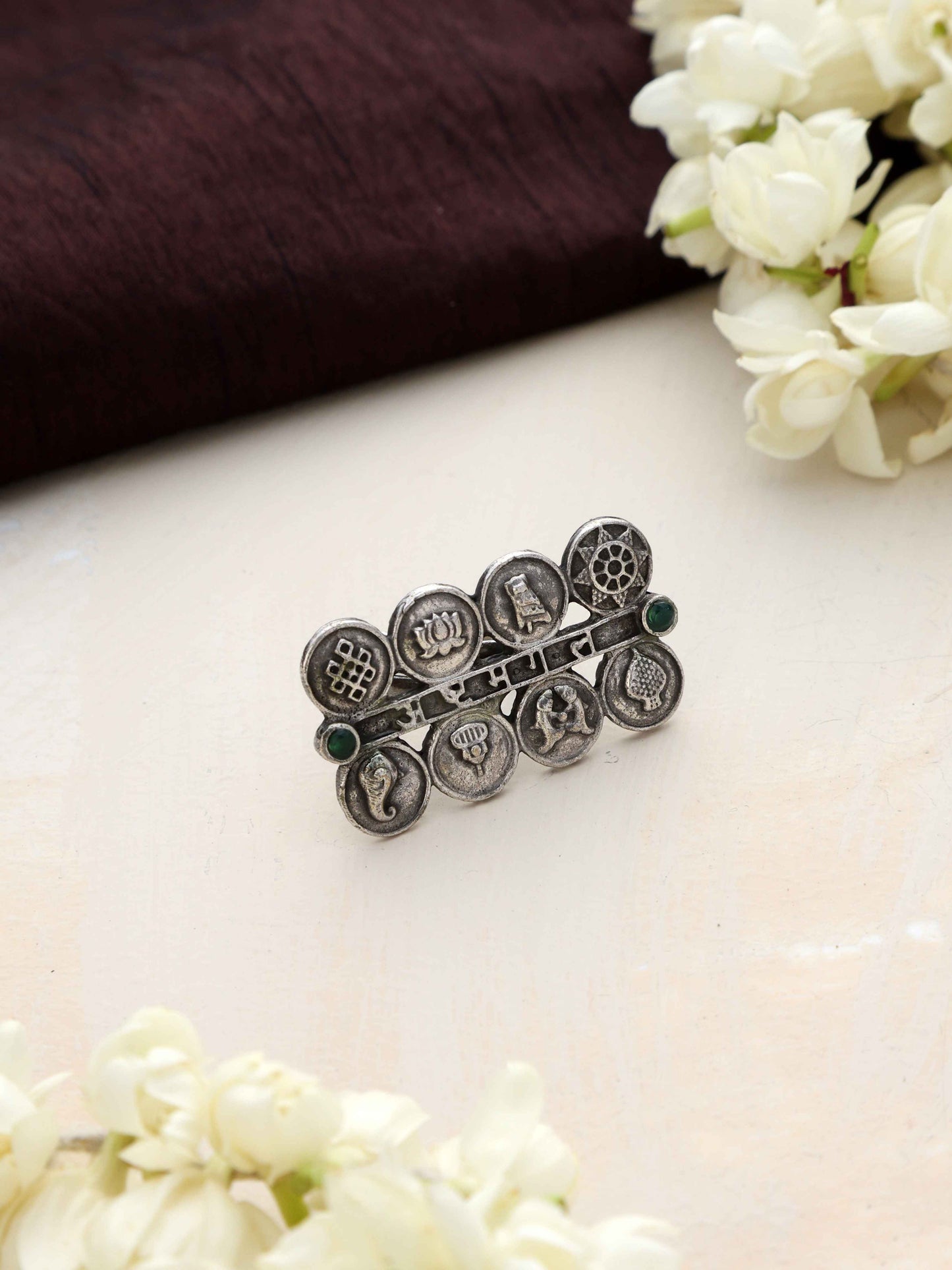 trueBrowns Silver Tone Abstract Sign Ring | Swadesiicart