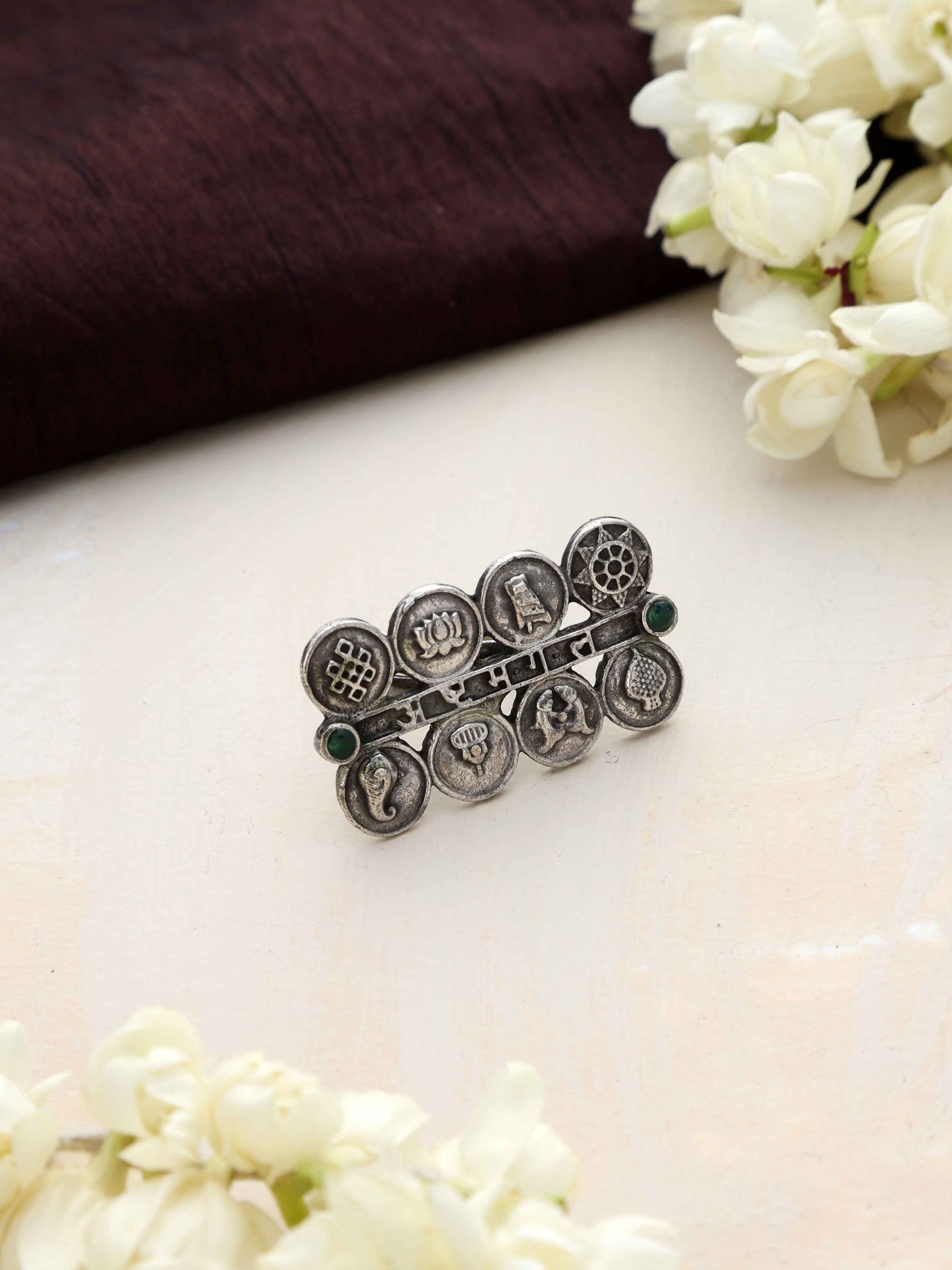 trueBrowns Silver Tone Abstract Sign Ring | Swadesiicart