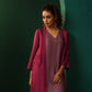 trueBrowns Maroon Light Mauve Silk Jacket Kurta Set | Swadesiicart