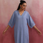 trueBrowns Sky Blue Cotton Dobby Dress | Swadesiicart