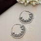 trueBrowns Silver Tone Pearl Hoop Earrings | Swadesiicart
