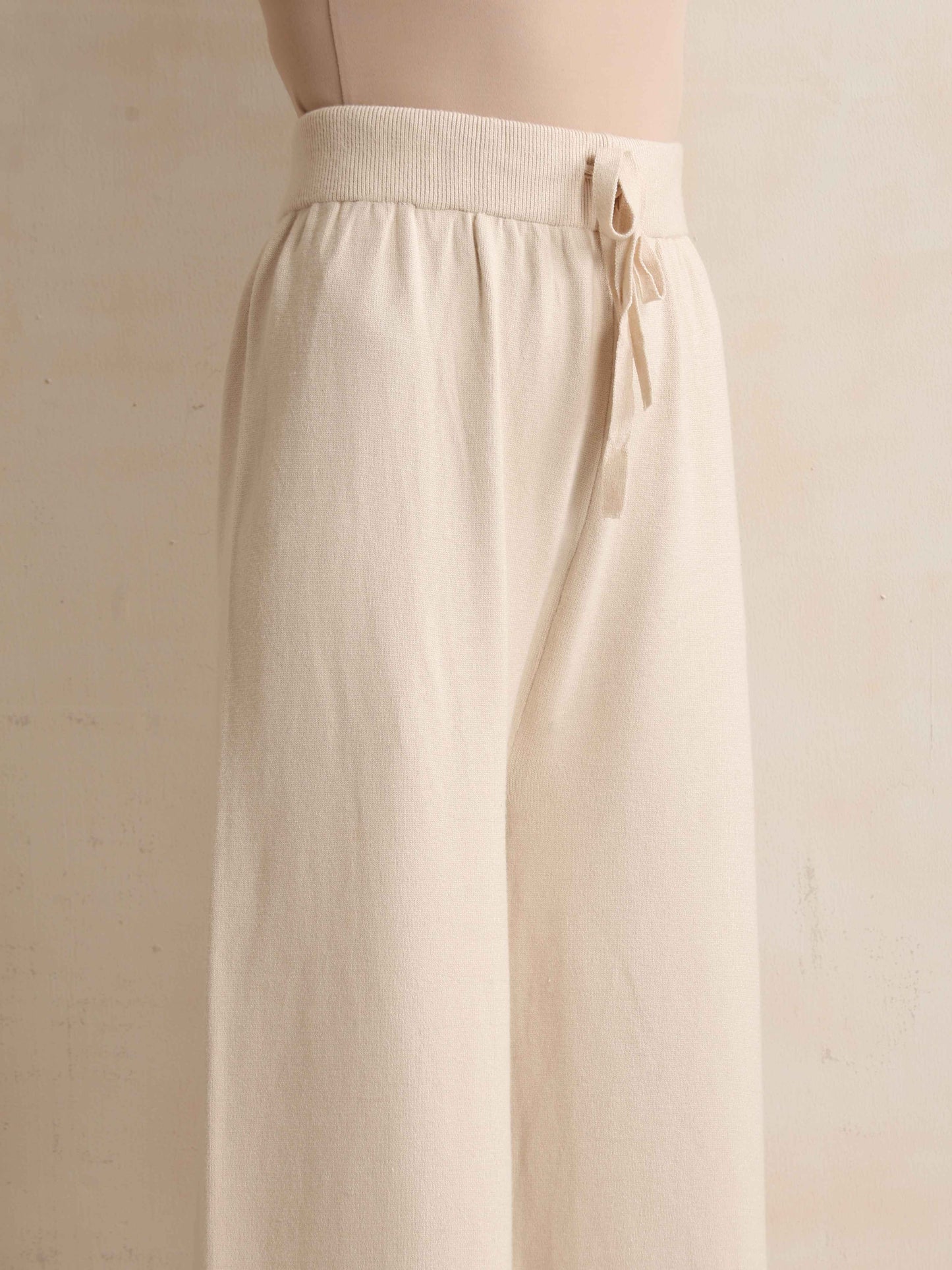 trueBrowns Ivory Woollen Flared Pants | Swadesiicart