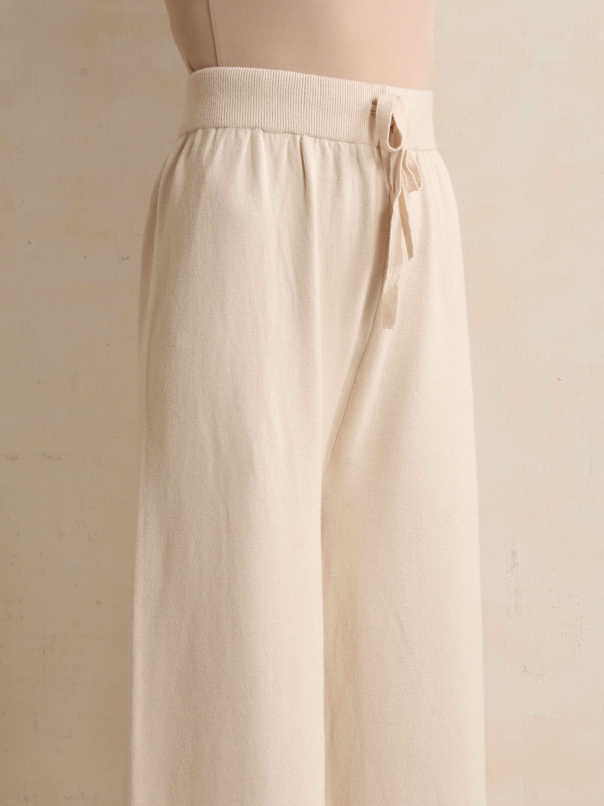 trueBrowns Ivory Woollen Flared Pants | Swadesiicart