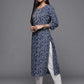 Indian Clothing Varanga Blue Bandhani Print Embroidered Kurta Has Round Neck - Swadesiicart