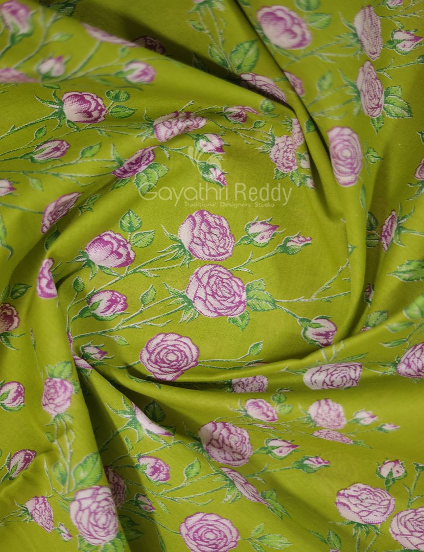 Block Print Apple Green Coloured Mulmul Cotton Saree By Gayathri Reddy Designer Studio | Swadesiicart