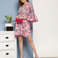 InWeave Women's Pink Floral Blue Bell Sleeve Dress - Swadesiicart