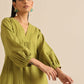 trueBrowns Fresh Green Dobby Puff Sleeve Kurta Pant Set | Swadesiicart