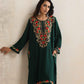 trueBrowns Green Kashmiri Floral Embroidered Woollen Phiran Kurta | Swadesiicart
