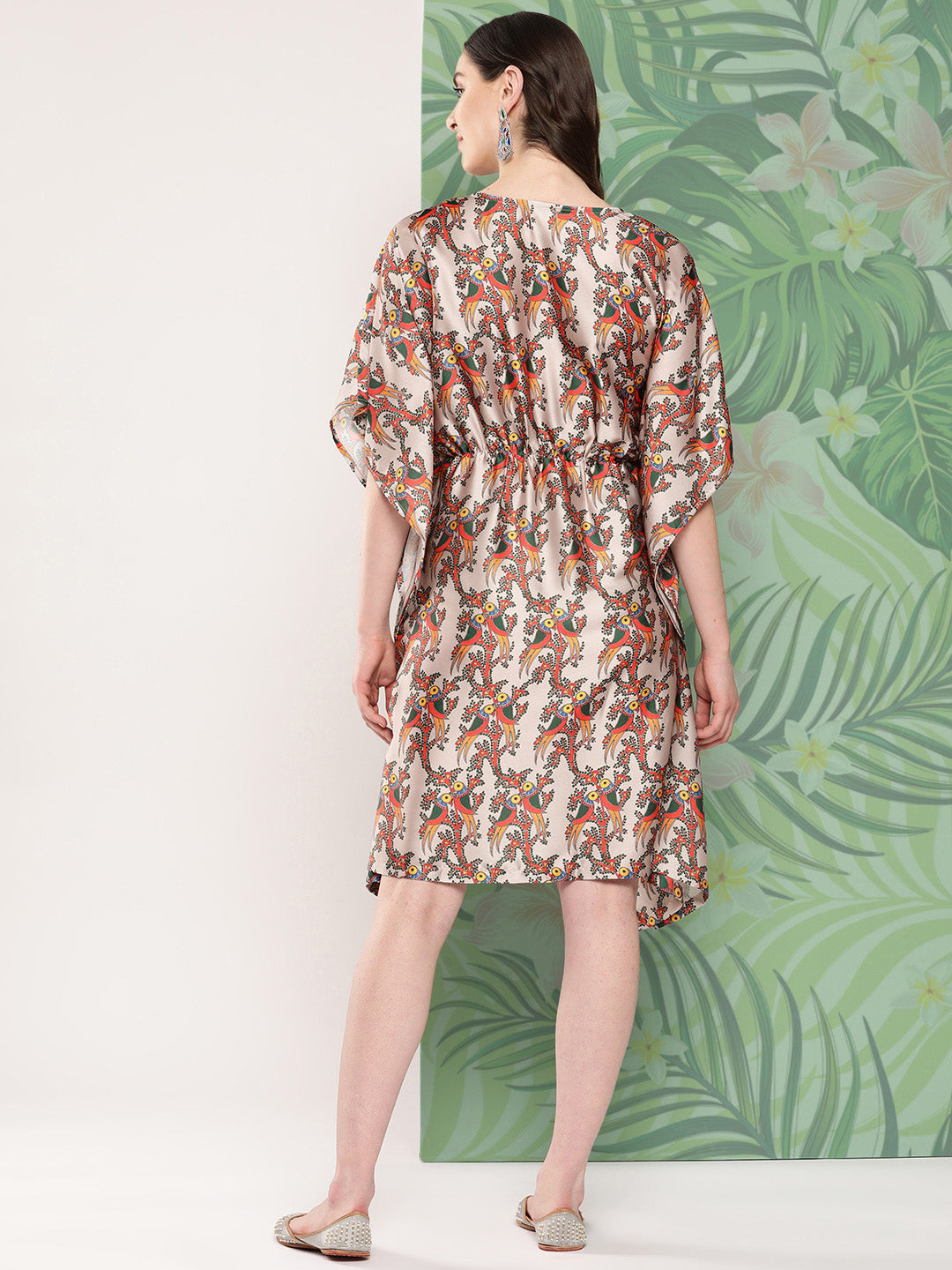 InWeave Women's Elegant Bird Print Kaftaan - Swadesiicart