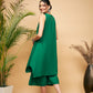 InWeave Women's Forest Green Short Kurta Palazzo Set - Swadesiicart