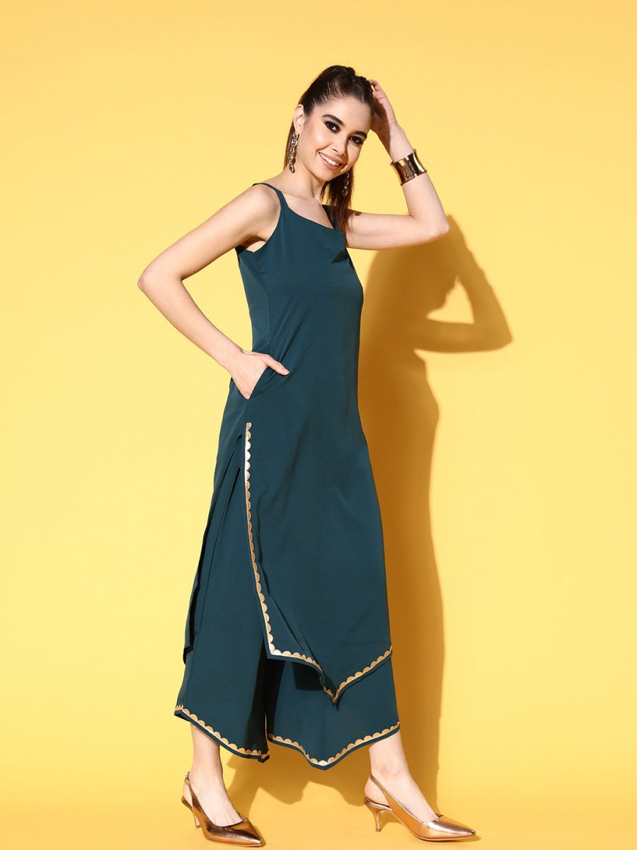 Ahalyaa Women Gotta Patti Kurta with Palazzos & With Dupatta | Swadesiicart