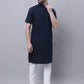 Even Apparels Blue Pure Cotton Short Sleeves Kurta With Band Collar | Swadesiicart
