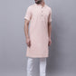 Even Apparels Peach Pure Cotton Short Sleeves Kurta With Band Collar | Swadesiicart