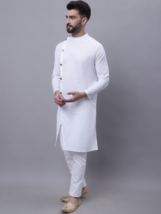 Even Apparels White Sherwani Kurta With Asymetrical Cut | Swadesiicart