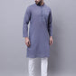 Even Apparels Grey Pure Cotton Kurta With Band Collar | Swadesiicart