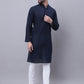 Even Apparels Blue Pure Cotton Kurta With Band Collar | Swadesiicart